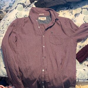 Original Penguin Maroon Checkered Button-Down Shirt